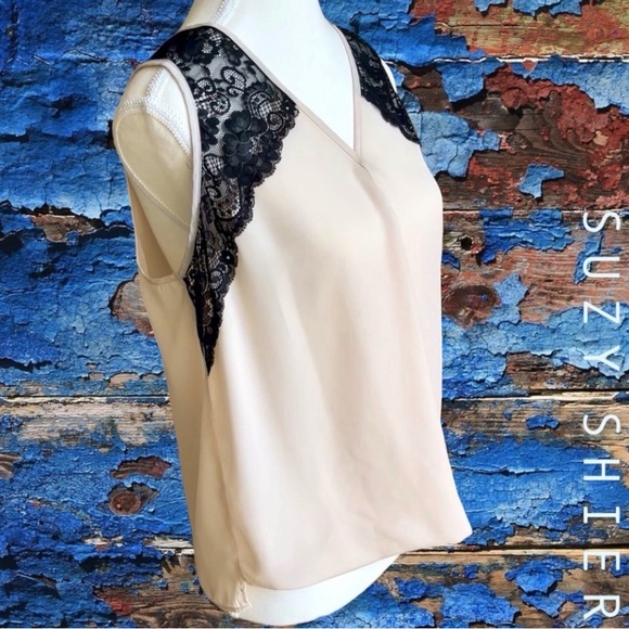 Suzy Shier Cream Lace Trim Wrap Top - Picture 4 of 9